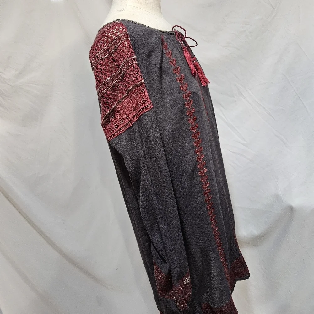 Free People Oversized Boho Crochet Lace Tunic Dress Medium GB975119105